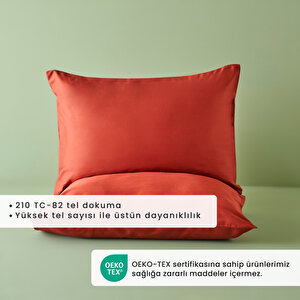 %100 Pamuk Saten Supreme 2'li Yastık Kılıfı Kiremit (50x70 Cm) Kiremit