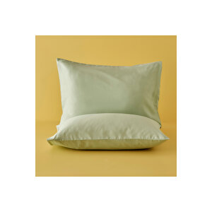 %100 Pamuk Ranforce Basic Yastık Kılıfı 2'li Sisli Yeşil (50x70 Cm) Sisli Yeşil