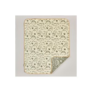 Dino Pamuklu Bebek Battaniyesi Haki (100x120 Cm) Haki