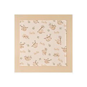 %100 Pamuk Sloth Müslin Örtü Seti 2'li Bej (65x65 Cm) Bej