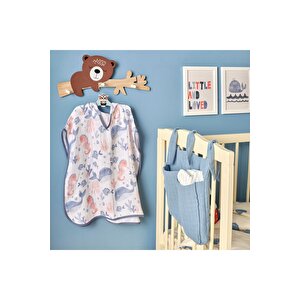 %100 Pamuk Marine Baskılı Müslin Panço (60x60 Cm) Çok Renkli