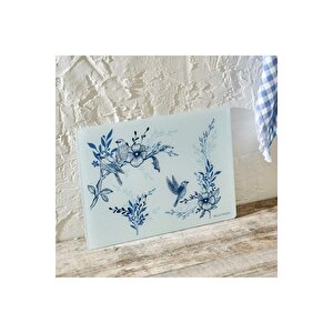 Bleu Blanc Cam Kesme Tahtası Mavi (35x25 Cm) Mavi