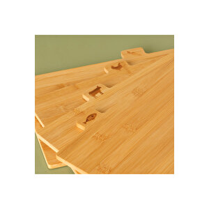 Curvi Bambu 4'lü Kesme Tahtası Seti Naturel (28x20x7 Cm) Naturel