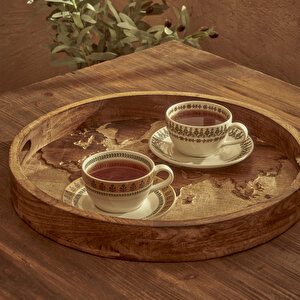 Tina Mango Ağacı Dekoratif Tepsi Naturel (45x5x45 Cm) Naturel