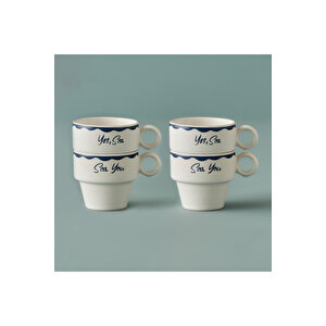 Marine Seramik 4'lü Espresso Seti Mavi (105 Cc)