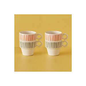 Stripe Seramik 4'lü Espresso Seti (105 Cc)