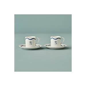 Marine Porselen 2'li Kahve Fincanı Seti Mavi (90 Cc) Mavi