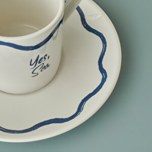 Marine Porselen 2'li Kahve Fincanı Seti Mavi (90 Cc) Mavi