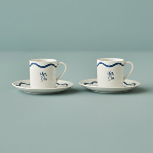 Marine Porselen 2'li Kahve Fincanı Seti Mavi (90 Cc) Mavi