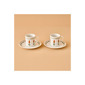 Tulip Porselen 2'li Kahve Fincanı (90 Cc) Çok Renkli