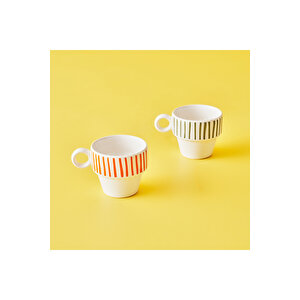 Stripe Seramik Espresso 2'li Set (105 Cc) Çok Renkli