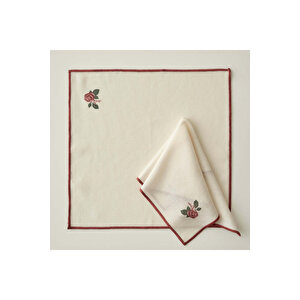 Rose Baskılı Peçete Krem (40x40 Cm) Krem