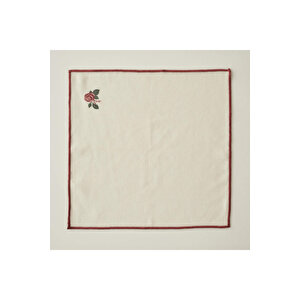 Rose Baskılı Peçete Krem (40x40 Cm) Krem