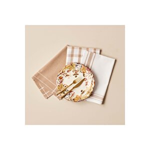 %100 Pamuk Liberty Kurulama Bezi Seti 3'lü Bej (45x65 Cm) Bej