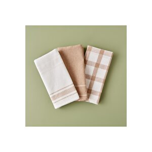 %100 Pamuk Liberty Kurulama Bezi Seti 3'lü Bej (45x65 Cm) Bej