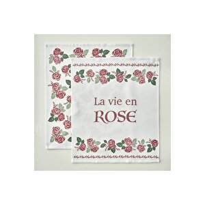 Rose Pamuklu Baskılı Kurulama Bezi 2'li Krem (40x50 Cm) Krem