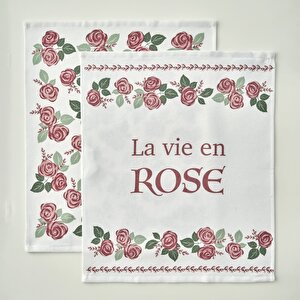 Rose Pamuklu Baskılı Kurulama Bezi 2'li Krem (40x50 Cm) Krem