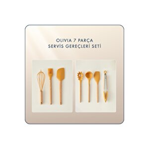 Olivia 7 Parça Servis Gereçleri Seti Hardal