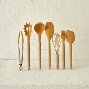 Olivia 7 Parça Servis Gereçleri Seti Hardal