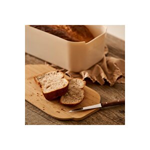 Breed 2in1 Kesme Tahtalı Ekmek Kutusu Krem (33x18,5x12 Cm) Krem