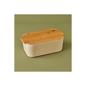 Breed 2in1 Kesme Tahtalı Ekmek Kutusu Krem (33x18,5x12 Cm) Krem