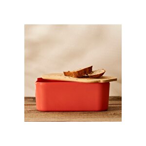Breed 2in1 Kesme Tahtalı Ekmek Kutusu Somon (33x18,5x12 Cm) Somon