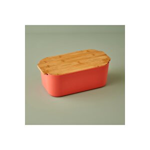 Breed 2in1 Kesme Tahtalı Ekmek Kutusu Somon (33x18,5x12 Cm) Somon