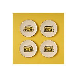 Keith Haring Fun Porselen Pasta Tabağı 4'lü Sarı (19 Cm)