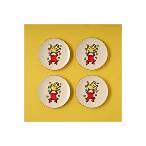 Keith Haring Double Porselen Pasta Tabağı 4'lü (19 Cm)