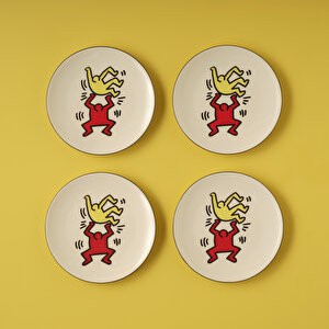 Keith Haring Double Porselen Pasta Tabağı 4'lü (19 Cm)