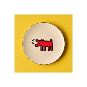 Keith Haring Paw Porselen Pasta Tabağı 4'lü Kırmızı (19 Cm)