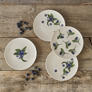 Blueberry Porselen 4'lü Pasta Tabağı Seti Mor (19 Cm) Mor