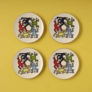 Keith Haring Colored Porselen Pasta Tabağı 4'lü (19 Cm)