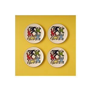 Keith Haring Colored Porselen Pasta Tabağı 4'lü (19 Cm)