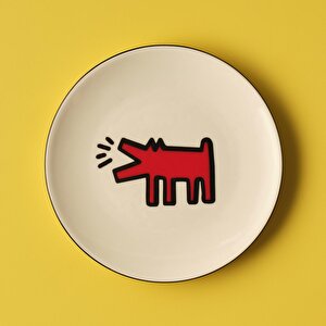 Keith Haring Paw Porselen Pasta Tabağı Kırmızı (19 Cm) Kırmızı