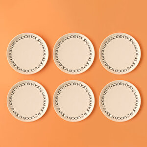 Mottos Seramik 6'lı Pasta Tabağı Beyaz (20 Cm) Beyaz