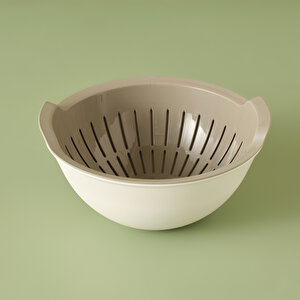 Handle Kaseli Süzgeç Bej (25,5x25,5x10,8 Cm) Bej