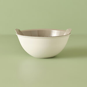 Handle Kaseli Süzgeç Bej (25,5x25,5x10,8 Cm) Bej