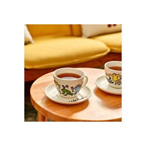 Keith Haring Colored Porselen 2'li Çay Fincanı Seti (220 Cc) Çok Renkli