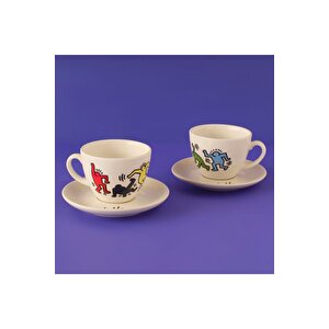 Keith Haring Colored Porselen 2'li Çay Fincanı Seti (220 Cc) Çok Renkli