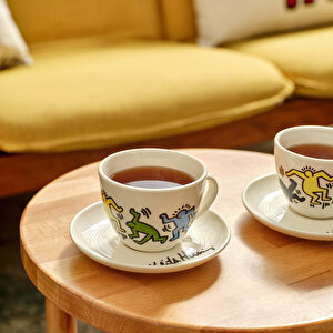Keith Haring Colored Porselen 2'li Çay Fincanı Seti (220 Cc) Çok Renkli
