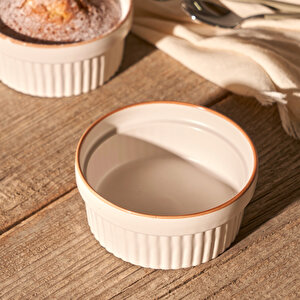 Vislo 2'li Sufle Kabı Seti Beyaz-kahverengi (290 Ml) Beyaz