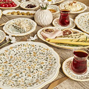 Loren Porselen 26 Parça 6 Kişilik Kahvaltı Takımı Sarı Sarı