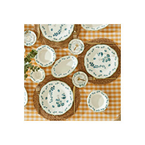 Ocaliptus Stoneware 26 Parça 6 Kişilik Kahvaltı Takımı Yeşil Yeşil