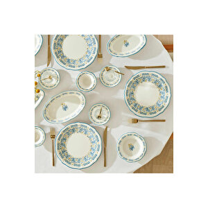 Liana Stoneware 26 Parça 6 Kişilik Kahvaltı Takımı Mavi Mavi