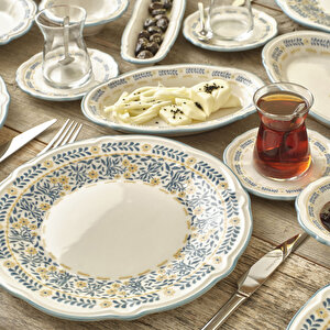 Liana Stoneware 26 Parça 6 Kişilik Kahvaltı Takımı Mavi Mavi