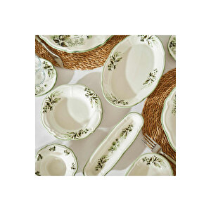 Julia Stoneware 26 Parça 6 Kişilik Kahvaltı Takımı Yeşil Yeşil