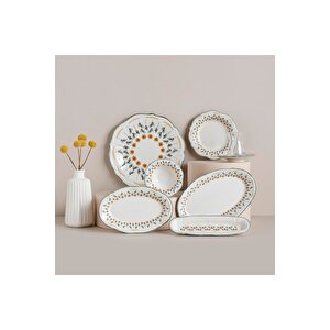 Adelina Stoneware 26 Parça 6 Kişilik Kahvaltı Takımı Yeşil Yeşil