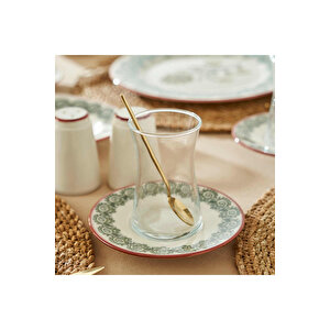 Indian Porselen 26 Parça 6 Kişilik Kahvaltı Takımı Bordo Bordo