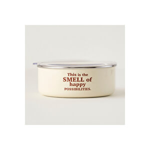 Cozy 3'lü Emaye Saklama Kabı Seti Krem Krem